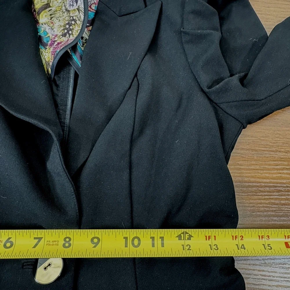 Leifsdottir Anthropologie Blazer‎ 2 Black Puff Shoulder Silk Lining Whimsigoth